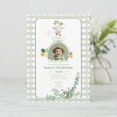 Albern Gänse Erstgeburt Grünes Foto Einladung (Stehend Vorderseite)