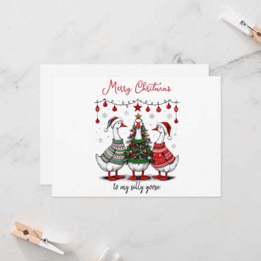 Albern Gänse Frohe Weihnachten | Funny Holiday (Vorderseite/Rückseite Beispiel)