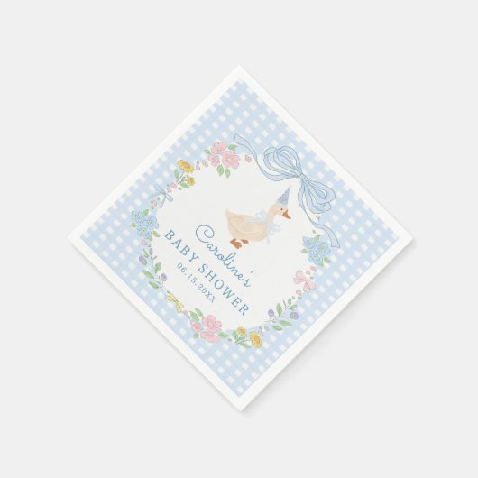 Albern Gänse Gingham Baby Dusche Napkins Serviette (Ecke)