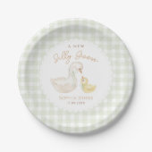 Albern Gänse Gingham Duck Babydusche Pappteller (Vorderseite)