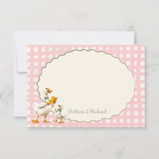 Albern Gänse Gingham Vielen Dank Einladung (Rückseite)