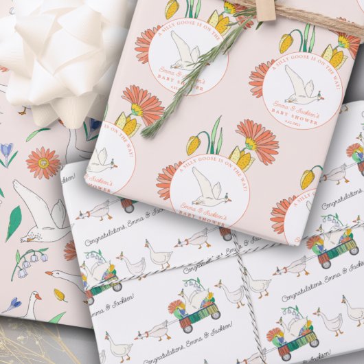 Albern Gänse Party Girl Babydusche Geschenkpapier Set