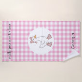 Albern Gänse Pink Gingham Strandtuch (Vorderseite)