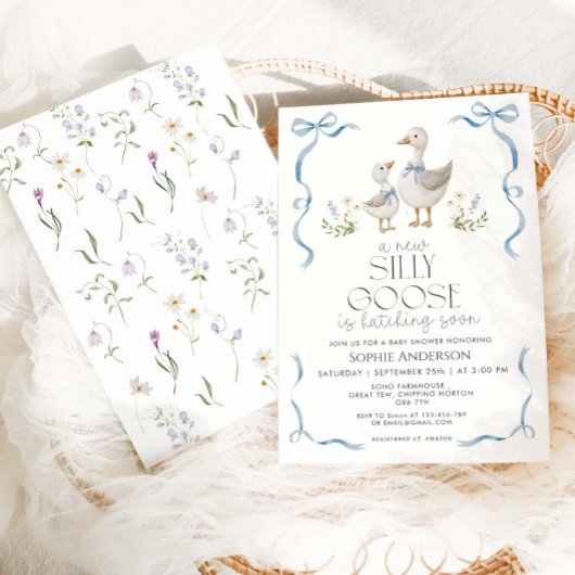 Albern Gänse Vinatge Bow Boy Baby Dusche Einladung