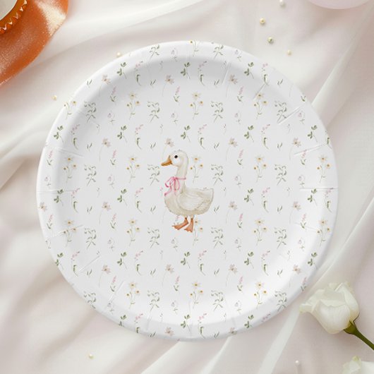 Albern Gänse Vintage Wildblume Girl Babydusche Pappteller