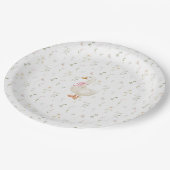 Albern Gänse Vintage Wildblume Girl Babydusche Pappteller (Schrägansicht)