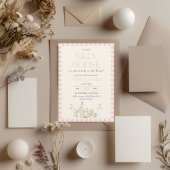 Albern Gänse Wasserfarbe Rosa Kariert Girl Babydus Einladung