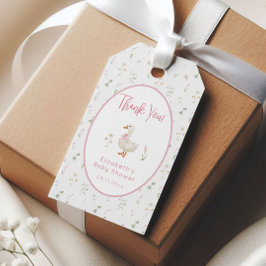 Albern Gänse Wildblume Pink Bow Baby Dusche Geschenkanhänger