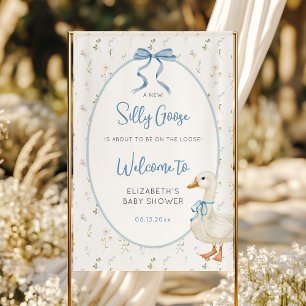 Albern Gänseblauer Bow Blumenblütendusche Begrüßun Banner