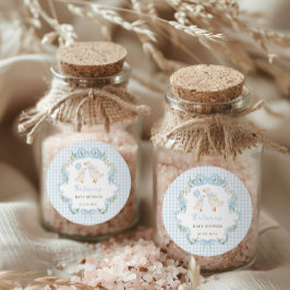 Albern Gänseblauer Bow Blumenjungen Babydusche Runder Aufkleber