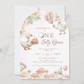 Albern Gänseblütengarten Pilz 1. Geburtstag Einladung (Vorderseite)