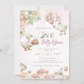 Albern Gänseblütengarten Pilz 1. Geburtstag Einladung (Vorderseite)