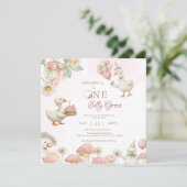 Albern Gänseblütengarten Pilz 1. Geburtstag Einladung (Stehend Vorderseite)