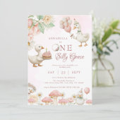 Albern Gänseblütengarten Pilz 1. Geburtstag Einladung (Stehend Vorderseite)