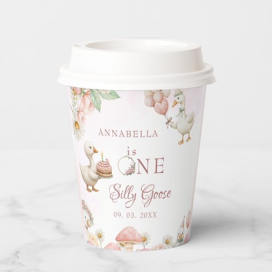Albern Gänseblütengarten Pilz 1. Geburtstag Pappbecher (Rückseite)