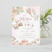 Albern Gänseblütengarten Pilz 2. Geburtstag Einladung (Stehend Vorderseite)