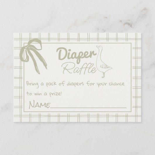 Albern Gänseneutraler Gingham Ribbon Diaper Raffle Begleitkarte (Vorderseite)
