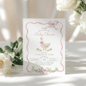Albern Gänsepink Floral Bow Kindermädchen Einladung