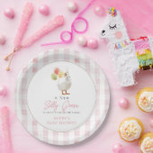 Albern Gänsepink Gingham Baby Dusche Pappteller (Party)