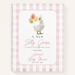 Albern Gänsepink Gingham Baby Showroom Gästebuch Notizblock
