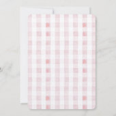 Albern Gänsepink Gingham Girl Babydusche Einladung (Rückseite)