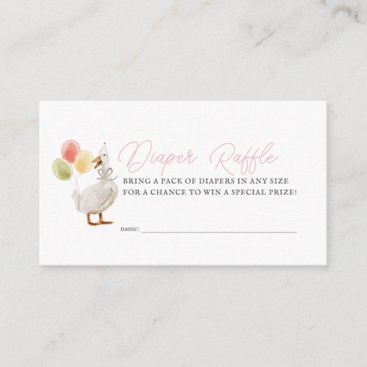 Albern Gänsepink Gingham Girl Diaper Raffel Ticket Begleitkarte (Vorderseite)