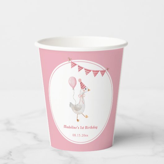 Albern Gänsepink-Girl Geburtstag Pappbecher (Vorderseite)