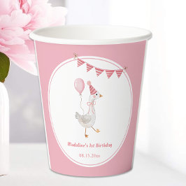 Albern Gänsepink-Girl Geburtstag Pappbecher
