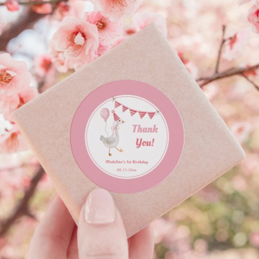 Albern Gänsepink-Girl Geburtstag Runder Aufkleber