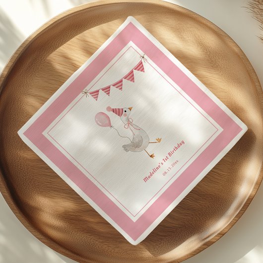 Albern Gänsepink-Girl Geburtstagsparty Serviette