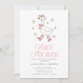 Albern Gänsepink Western Girl Babydusche Einladung (Vorderseite)