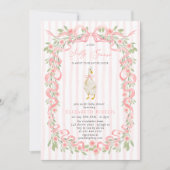 Albern Gänserosa Bow Blumenkohl Rose Kinderdusche Einladung (Vorderseite)