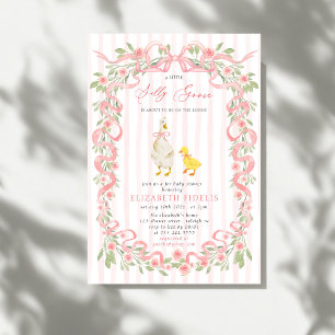 Albern Gänserosa Bow Blumenkohl Rose Kinderdusche Einladung