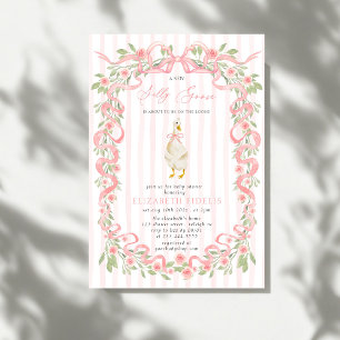 Albern Gänserosa Bow Blumenkohl Rose Kinderdusche Einladung