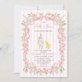 Albern Gänserosa Bow Floral QR Code Kinderdusche Einladung