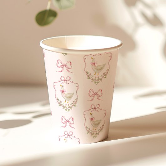 Albern Gänserosa Wappen Vintage Babydusche Pappbecher