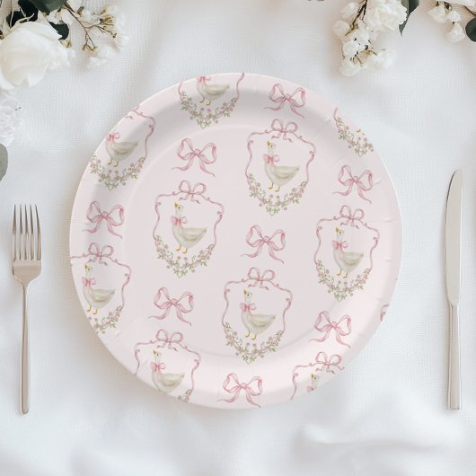 Albern Gänserosa Wappen Vintage Babydusche Pappteller