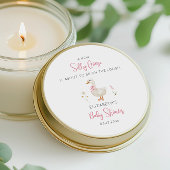 Albern Gänserosa Wildblume Girl Baby Dusche Runder Aufkleber