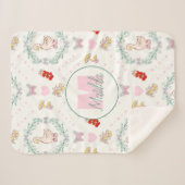 Albern Gänsethema Niedlich Gänse Rosa Monogramm Sherpadecke (Vorderseite (Horizontal))