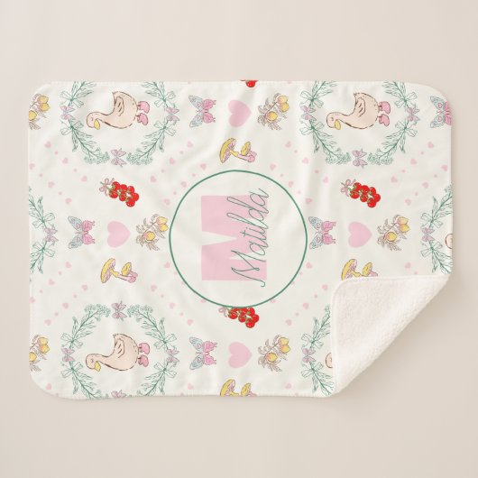 Albern Gänsethema Niedlich Gänse Rosa Monogramm Sherpadecke (Vorderseite (Horizontal))