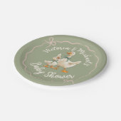 Albern Gingham Bow Babydusche Pappteller (Schrägansicht)