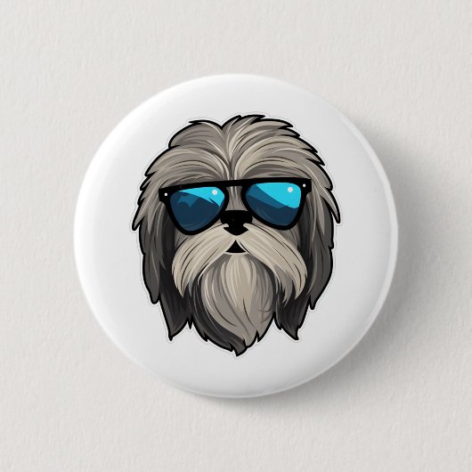 Albern Glasses Lhasa Apso Classic T - Shirt Button (Vorderseite)
