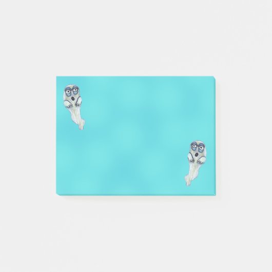 Albern Goofy Cartoon Ghost Big Eyes Halloween Post-it Klebezettel (Vorderseite)