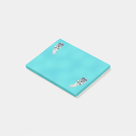 Albern Goofy Cartoon Ghost Big Eyes Halloween Post-it Klebezettel (angewinkelt)