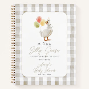 Albern Goose Beige Gingham Baby Showroom Gästebuch Notizblock