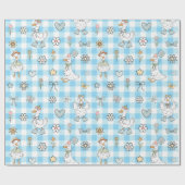 Albern Goose Blue Gingham Birthday Geschenkpapier (Flach)