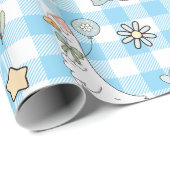 Albern Goose Blue Gingham Birthday Geschenkpapier (Rolleneckpunkt)