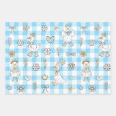 Albern Goose Blue Gingham Birthday Geschenkpapier Set (Vorderseite)