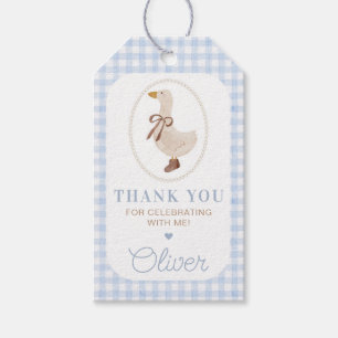 Albern Goose Blue Gingham Birthday Party Geschenkanhänger