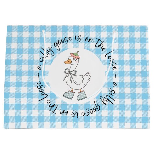 Albern Goose Blue Gingham Große Geschenktüte (Vorderseite)